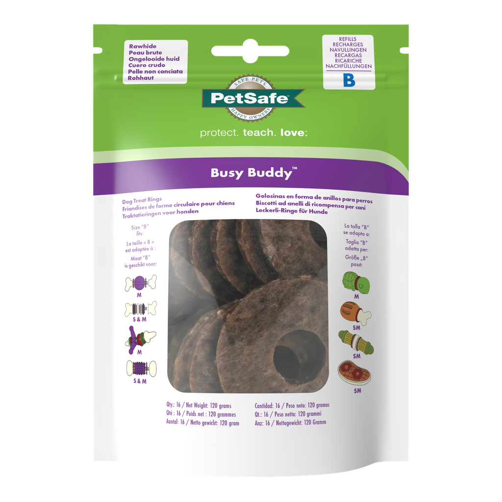 PetSafe Busy Buddy All Natural Rawhide Refill herkkurenkaat aktivointileluun koko M