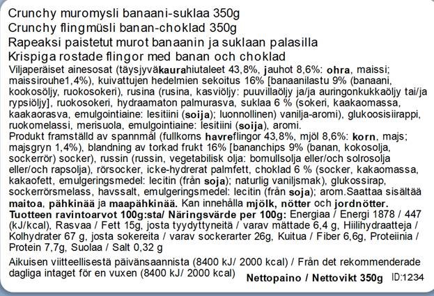 Sante Crunchy muromysli banaani-suklaa  350g