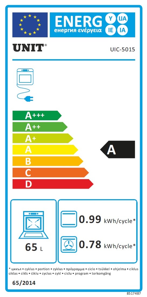 Energiatarra UNIT UIC-5015 Induktioliesi kiertoilmauunilla ja tasosäätimillä, 50cm