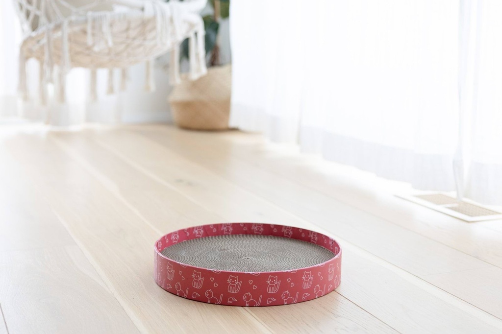 Cat Scratch Bed Circle in Cardboard, pink, Ø 34 cm
