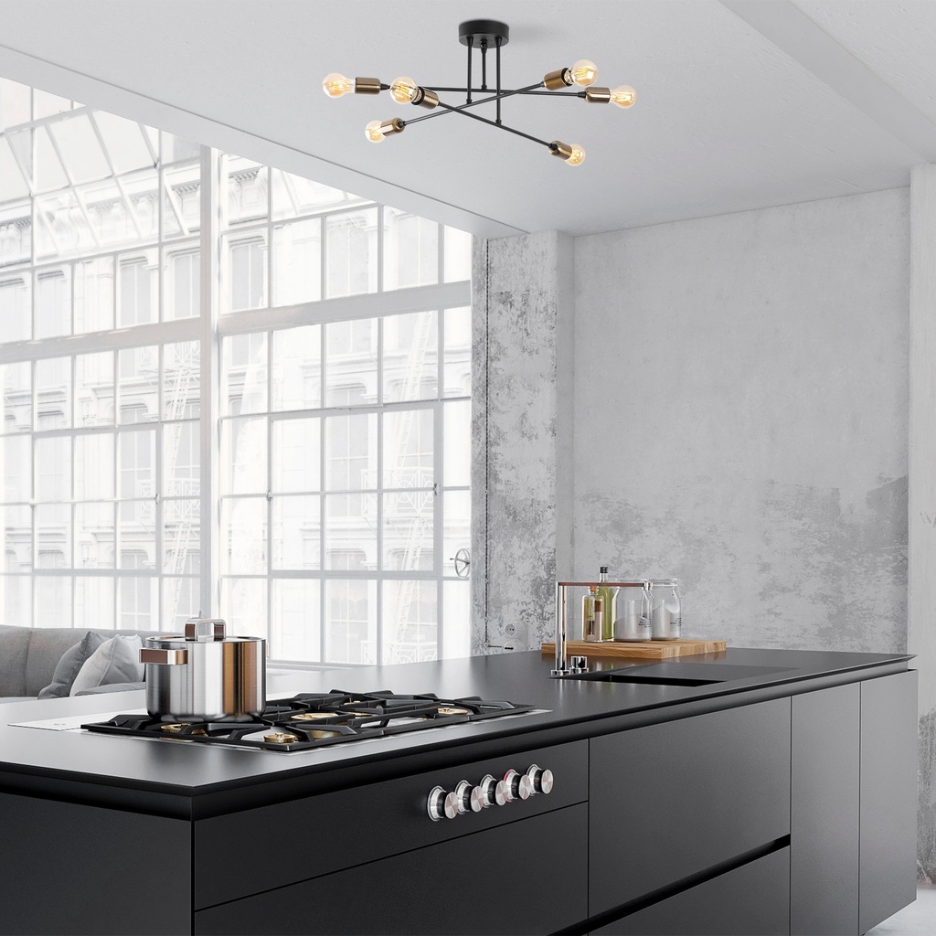 Chic Home Kukka kattovalaisin 66x66 cm, musta/kulta