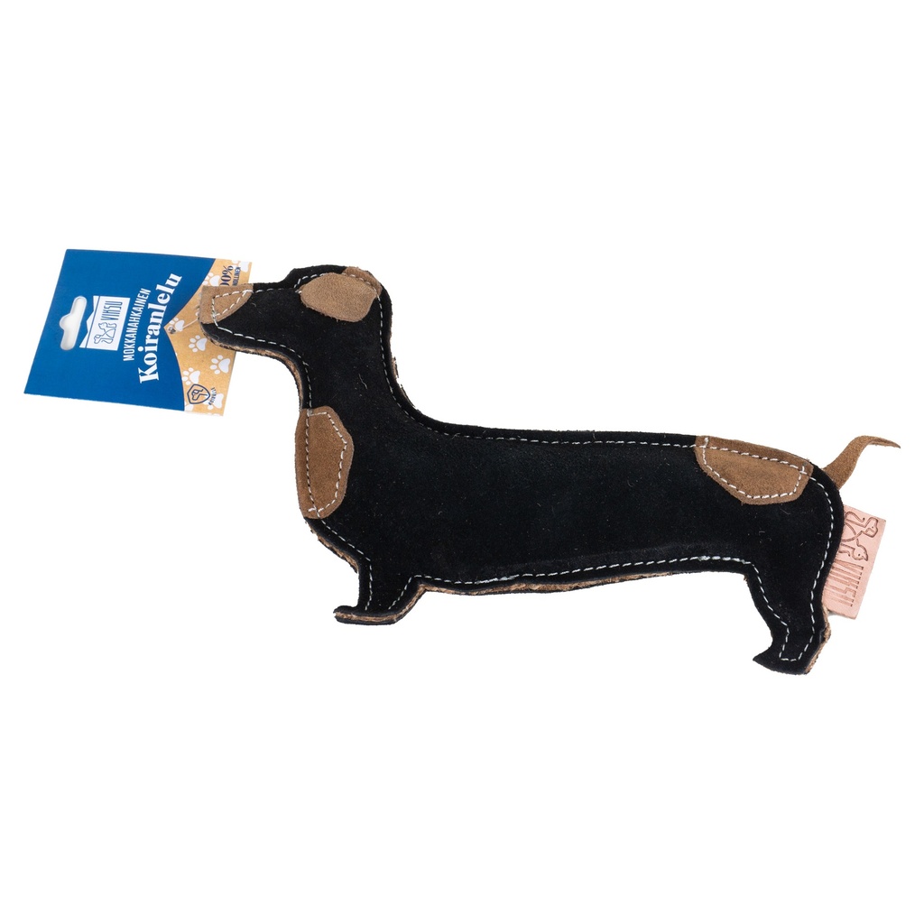 Viksu koiranlelu nahkainen mäyräkoira 26cm