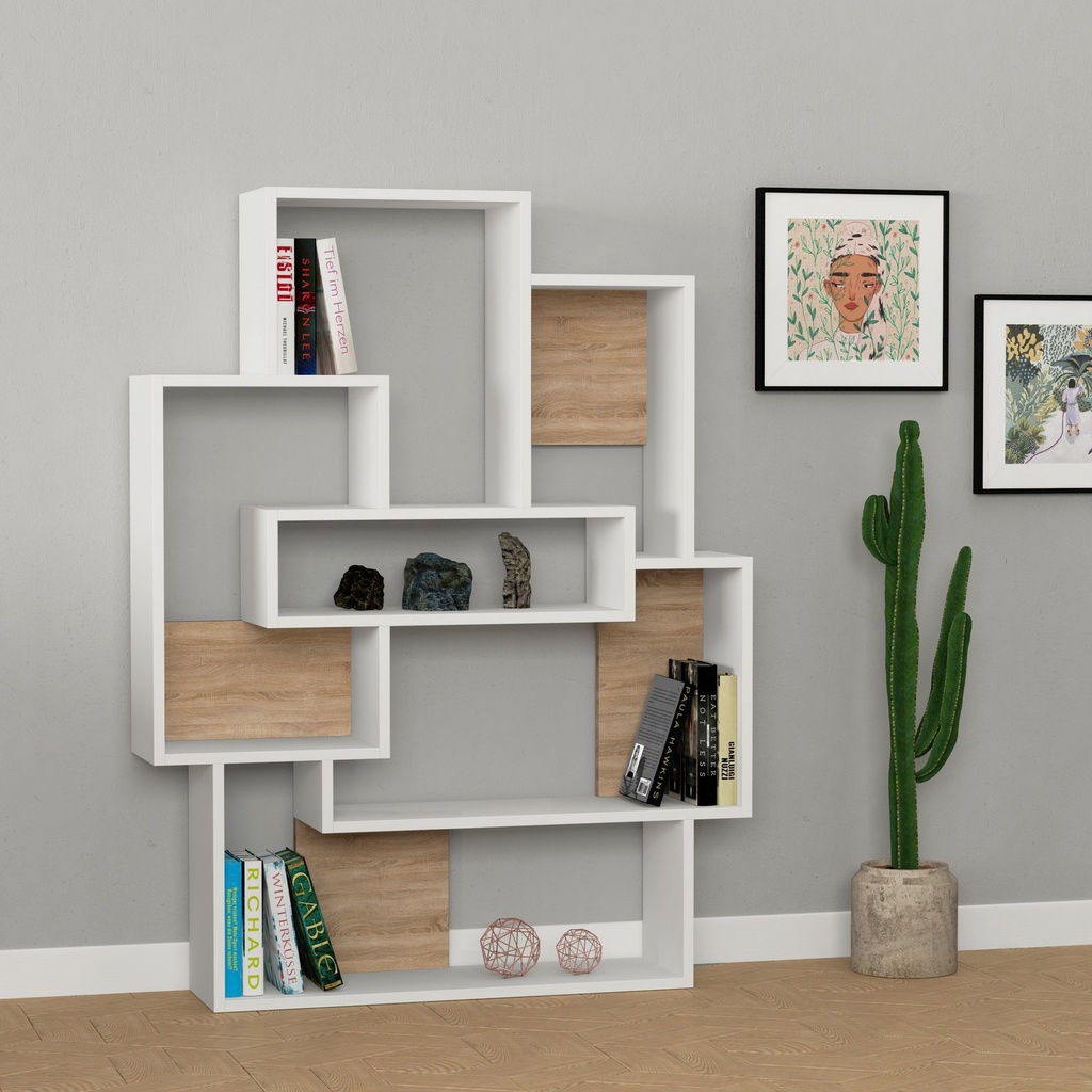 Chic Home Jaakoppi kirjahylly 101x22xK132 cm, valkoinen/ruskea