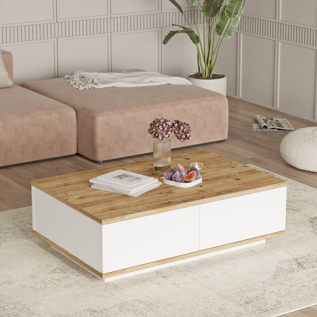 Chic Home Laana sohvapöytä 90x60xK29 cm, valkoinen/beige
