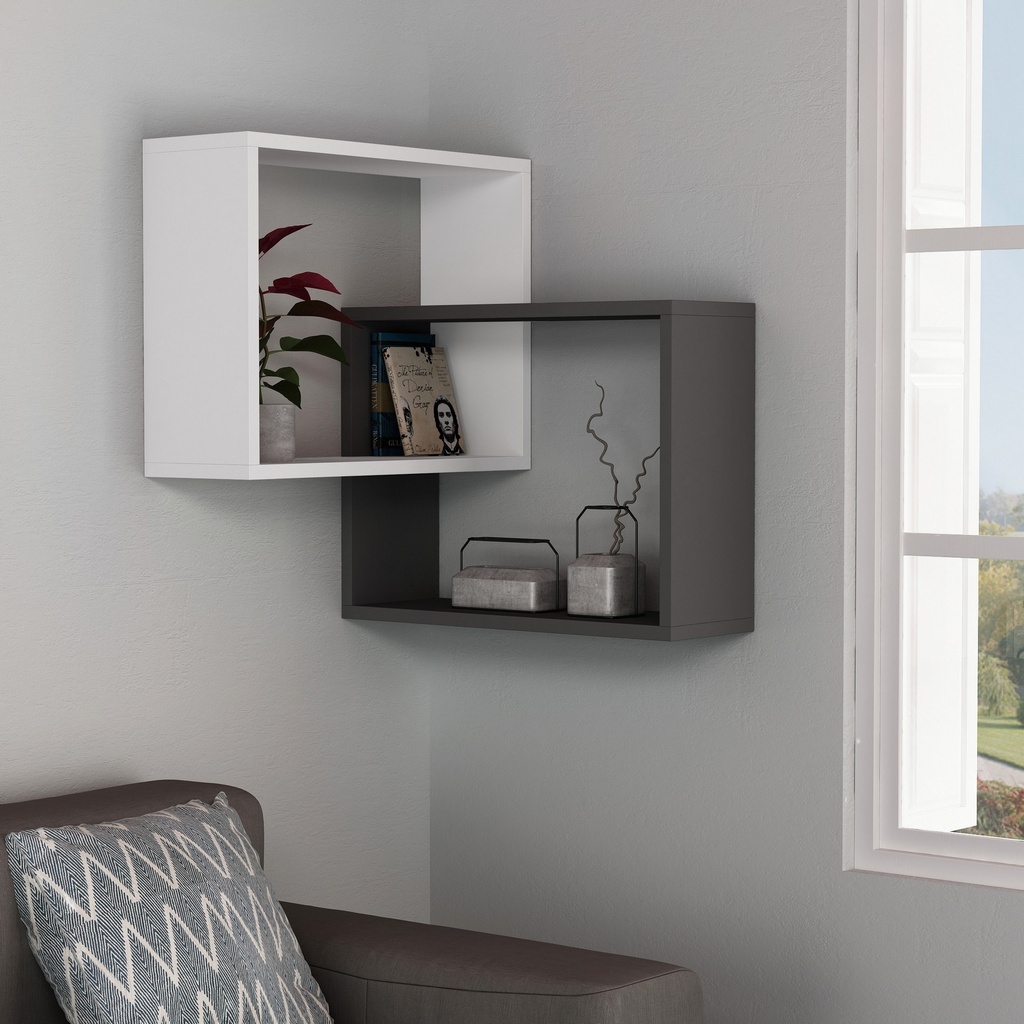 Chic Home Oula seinähylly K68x68x60 cm, valkoinen/harmaa
