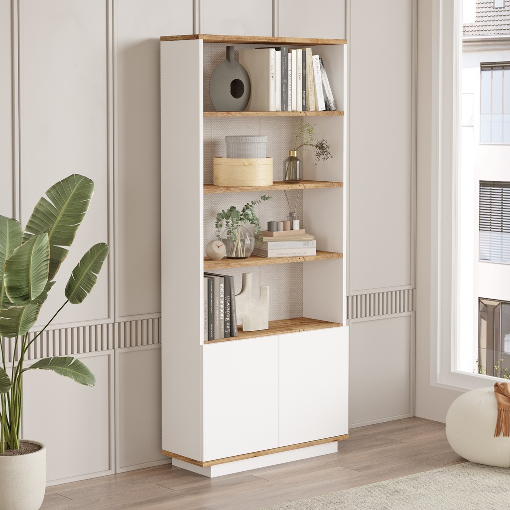 Chic Home Fransi kirjahylly 27x75xK168 cm, valkoinen/ruskea