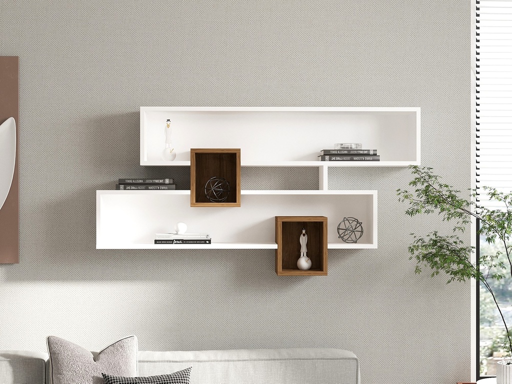 Chic Home Karin seinähylly 22x120xK75 cm, valkoinen/ruskea