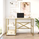 Chic Home Vivika työpöytä säilytystilalla 60x120xK75 cm, valkomarmori/kulta