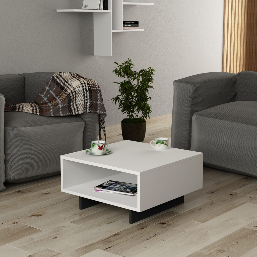 Chic Home Turo sohvapöytä 60x60xK32 cm, valkoinen/harmaa