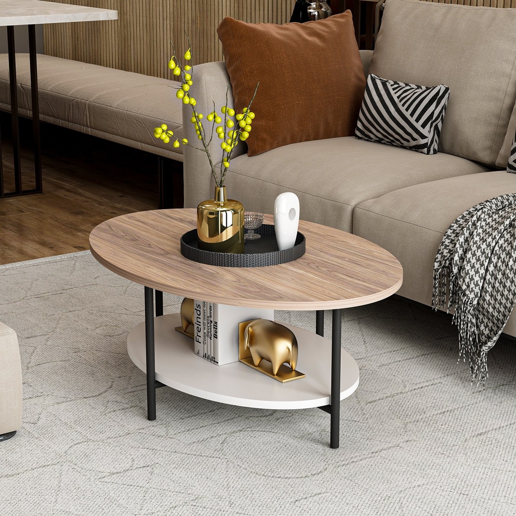 Chic Home Veikka sohvapöytä 90x60xK36 cm, ruskea/valkoinen