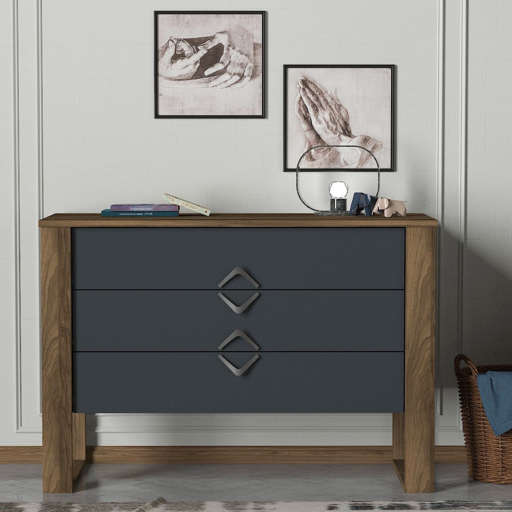 Chic Home Eerikki senkki 110x45xK76 cm, harmaa/ruskea