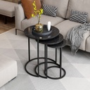 Chic Home Gloria sivupöytäsetti 3kpl, musta