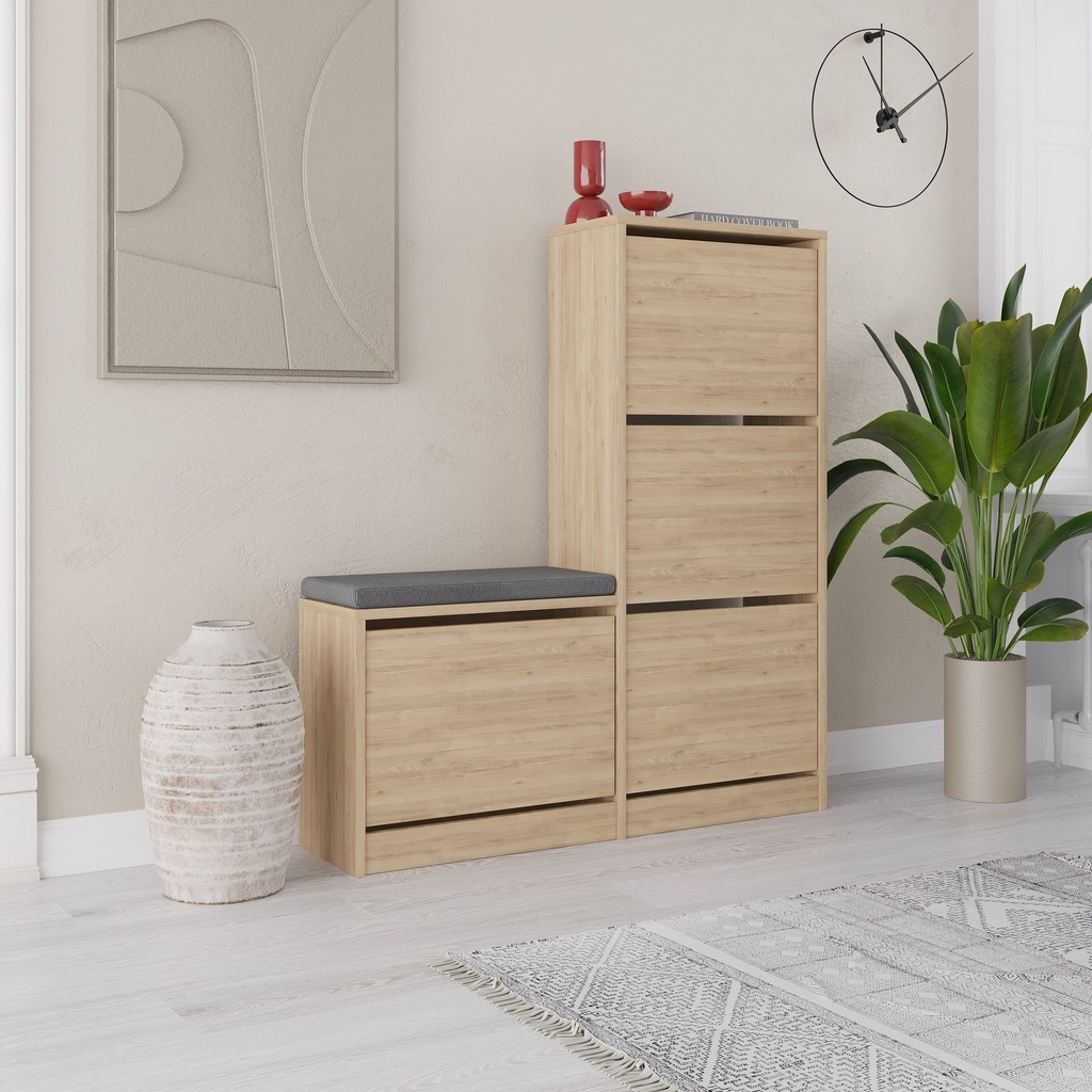 Chic Home Dunia kenkäkaappi penkillä 26x105xK119 cm, vaaleanbeige