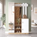 Chic Home Dita naulakko peilikaapilla ja säilytystilalla 38x114xK180 cm, valkoinen/beige