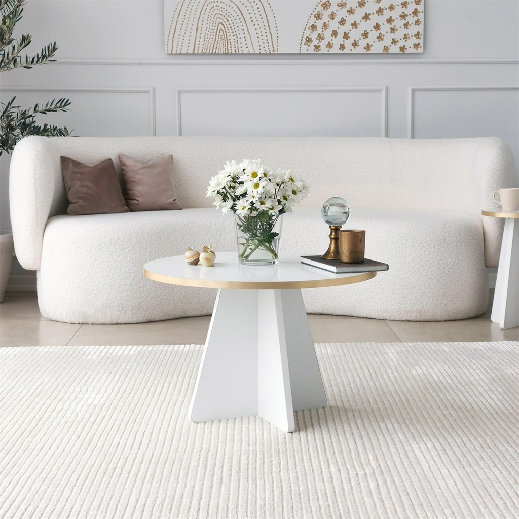 Chic Home Sieni sohvapöytä 60x60xK40 cm, valkoinen/kulta