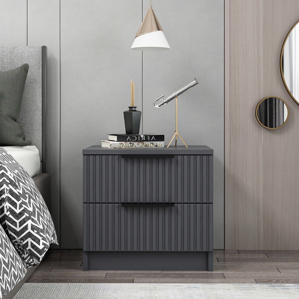 Chic Home Kati yöpöytä laatikoilla 40x50xK47 cm, antrasiitti