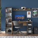 Chic Home Hannika työpöytä hyllyköllä 45x160xK162 cm, antrasiitti/beige