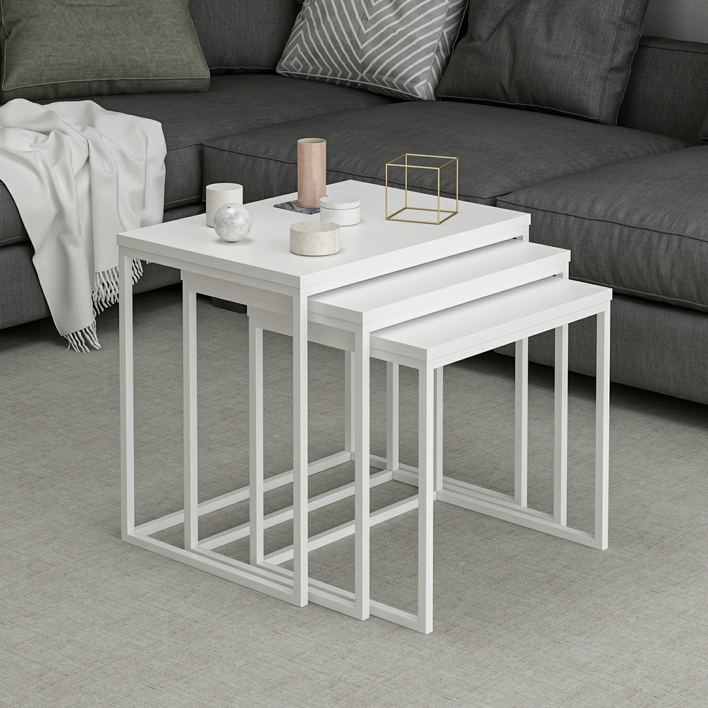Chic Home Eva sivupöydät 40x55xK50 cm 3 kpl, valkoinen