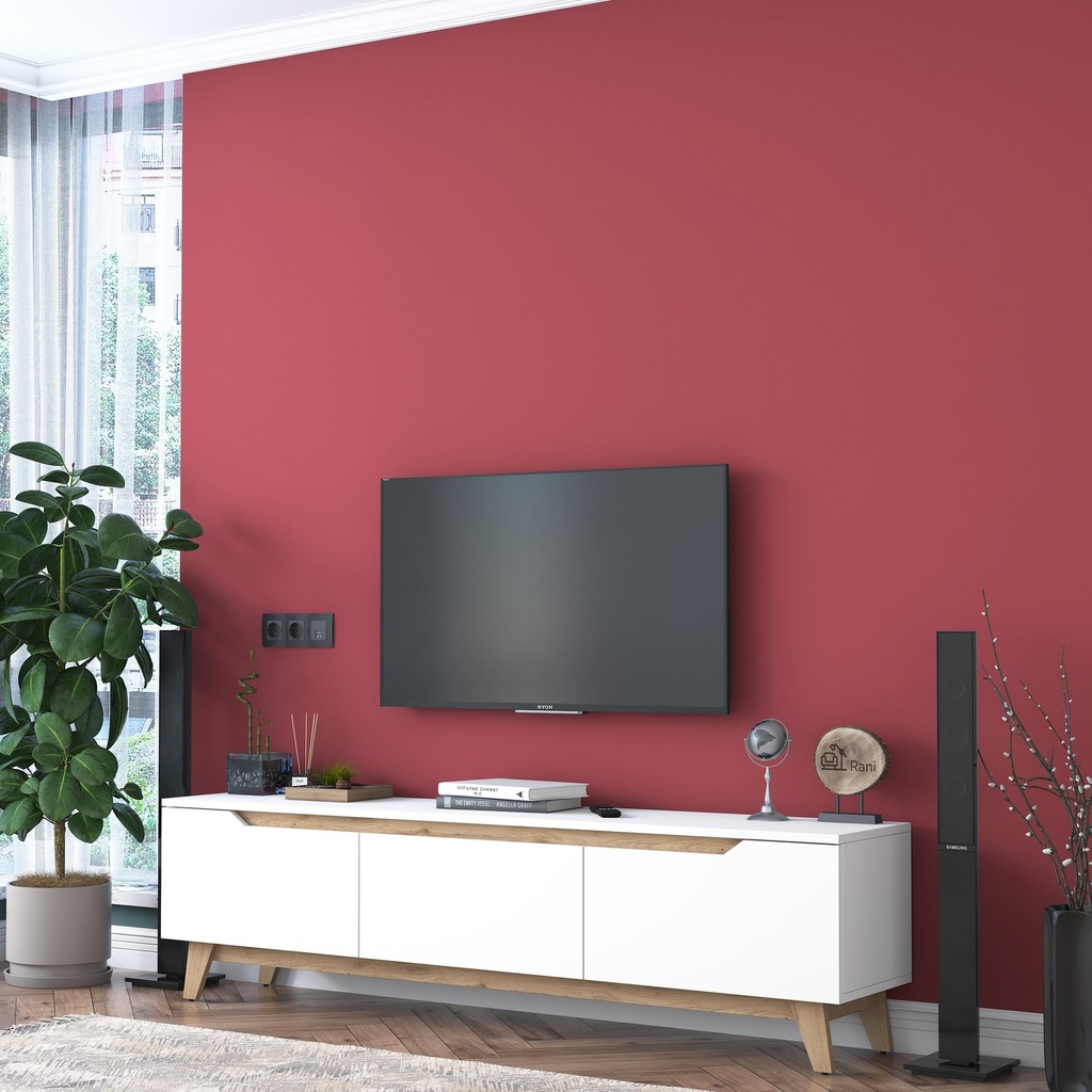 Chic Home Noa TV-taso L180 cm, valkoinen/ruskea