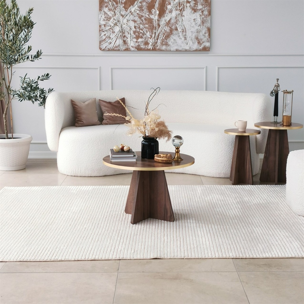 Chic Home Sieni sohvapöytä 60xK40 cm, tummanruskea/kulta