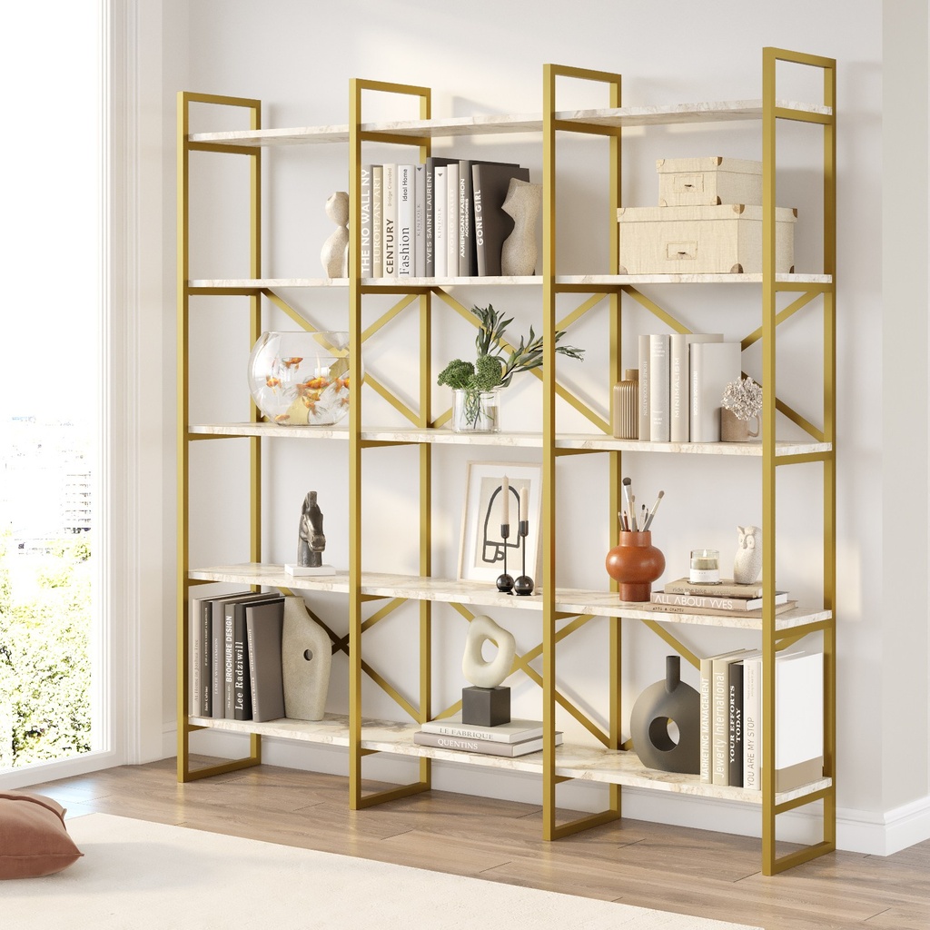 Chic Home Annikki kirjahylly 170x30xK175 cm, valkoinen/kulta