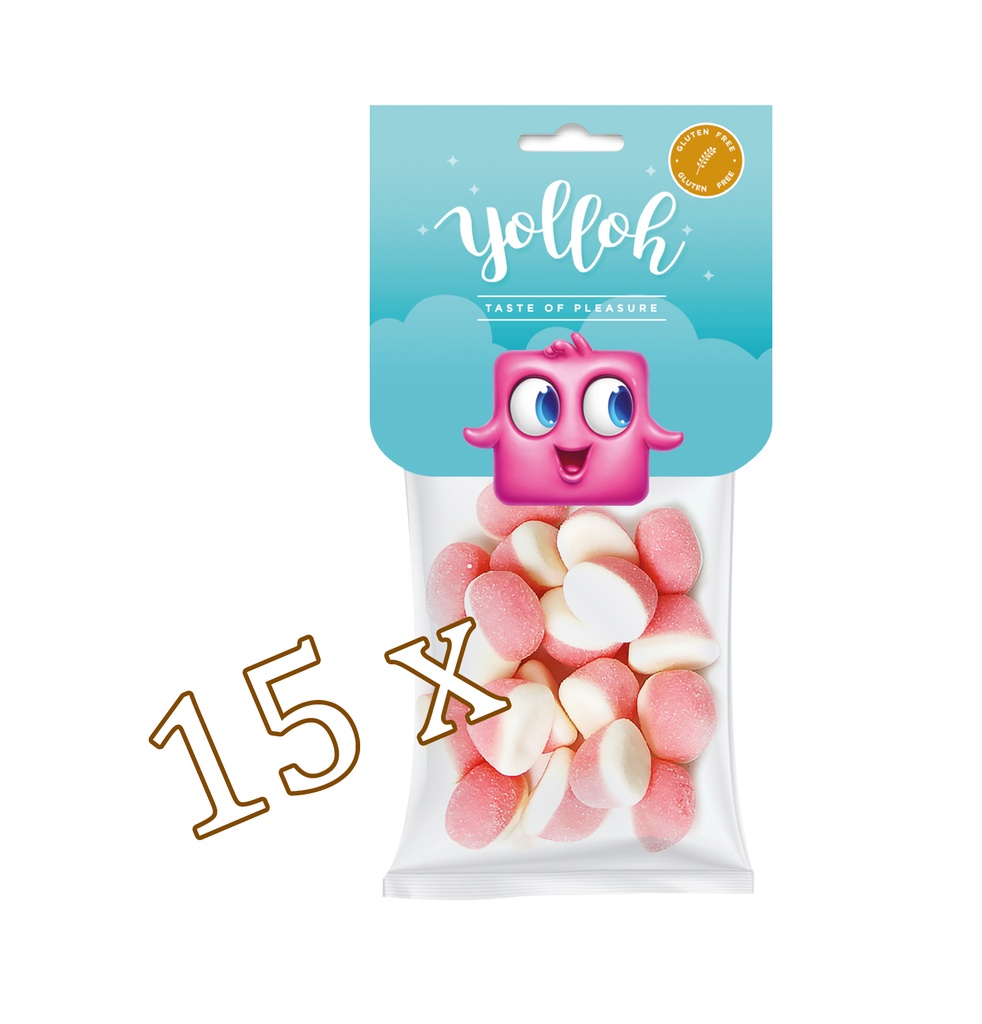 Kravatti, 15 kpl x 5407007521104 Yolloh mansikkaiset vaahtopusut gluteeniton 135g