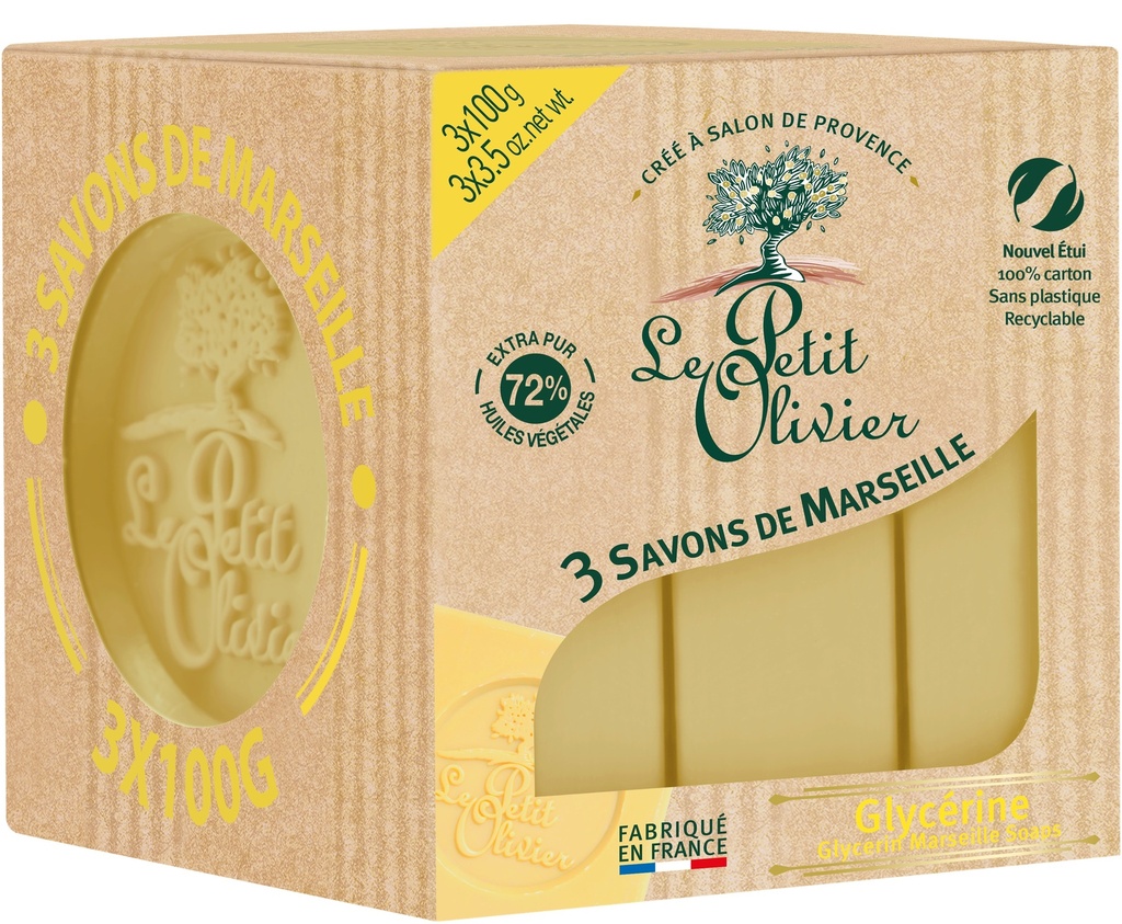 LPO Marseille-saippuapala 3X100g Glyseriini