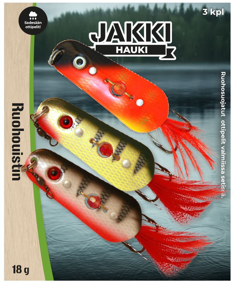 Jakki Ruoholusikka 18G 3 kpl lajitelma sadesää: 1, 3, 6632