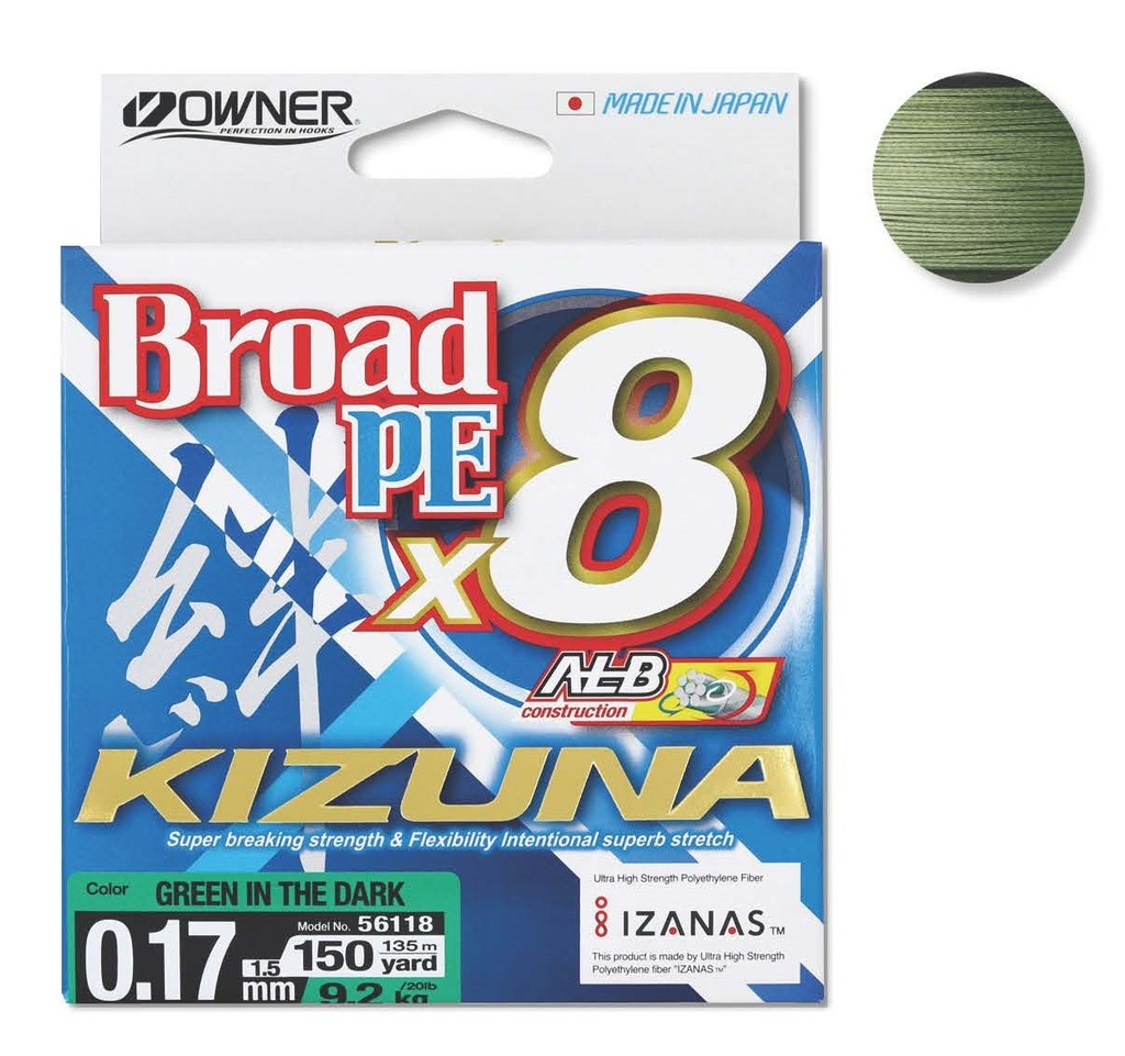 Owner Kizuna 135m mikrokuitusiima dark green 0,17mm