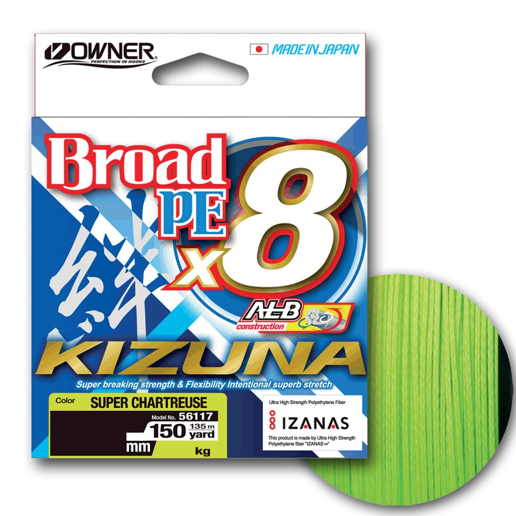 [56124-012] Owner Kizuna 1500m mikrokuitusiima chartreuse 0,12mm