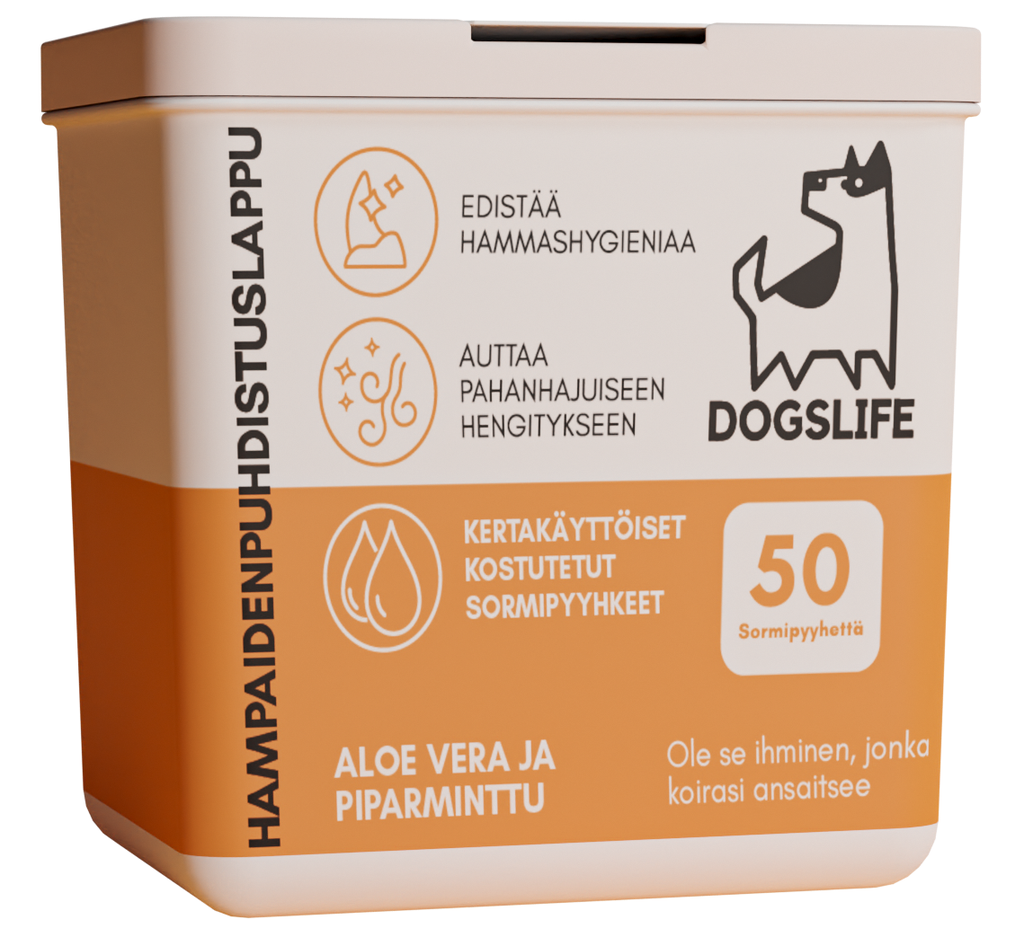 Dogslife puhdistavat hampaanhoitolaput 50kpl