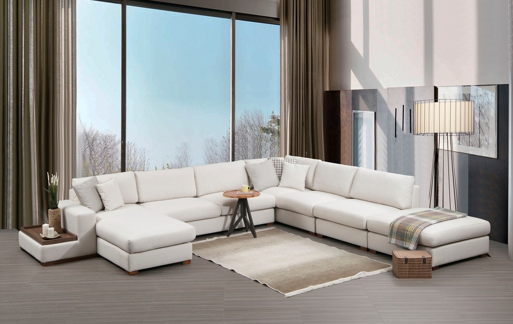 Chic Home Loop kulmasohva 2 divaanilla ja sivupöydällä 428x374x194 cm L, valkoinen
