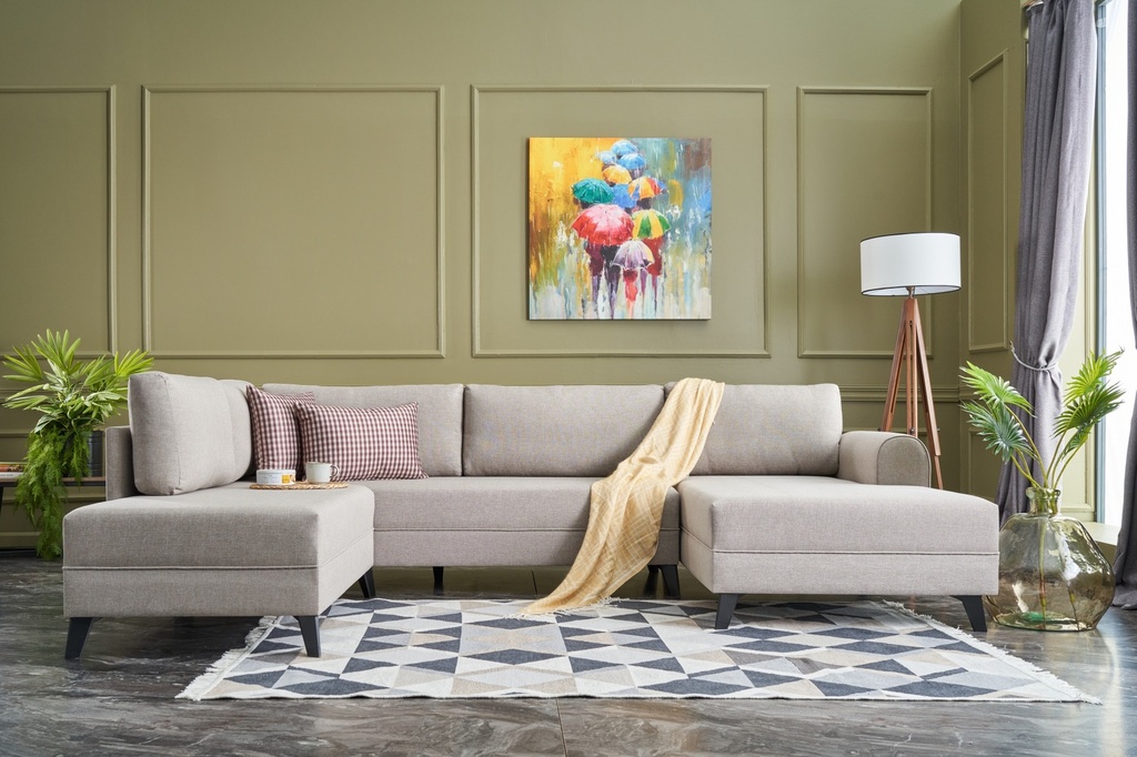 Chic Home Bessi kulmavuodesohva divaanilla 300x202 cm, vaaleanbeige