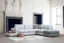 Chic Home Loop kulmasohva rahilla ja sivupöydällä 308x246 cm L, valkoinen/harmaa