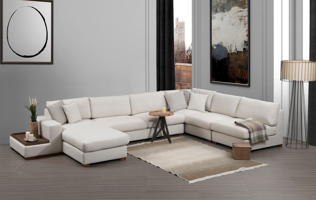 Chic Home Loop kulmasohva divaanilla ja sivupöydällä 428x272x194 cm L, harmaa