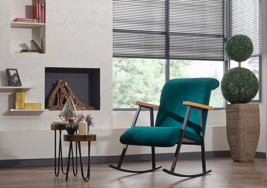 Chic Home Yonna keinutuoli metallirungolla, petrooli