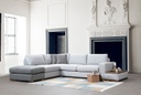 Chic Home Loop kulmasohva rahilla ja sivupöydällä 308x246 cm R, valkoinen/harmaa