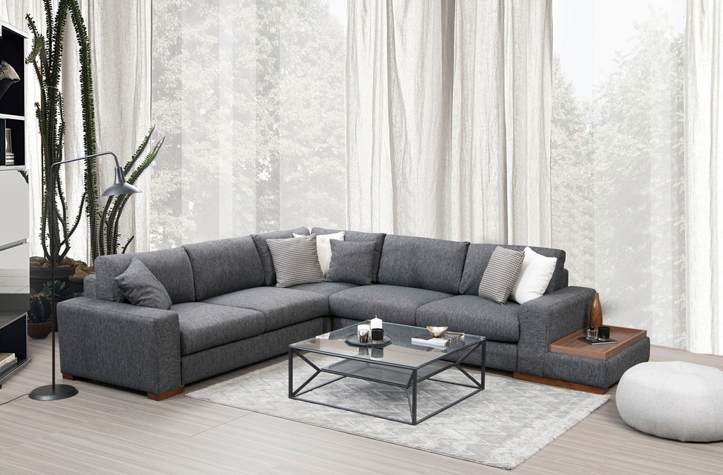 Chic Home Loop kulmasohva sivupöydällä 323x282 cm, tummanharmaa