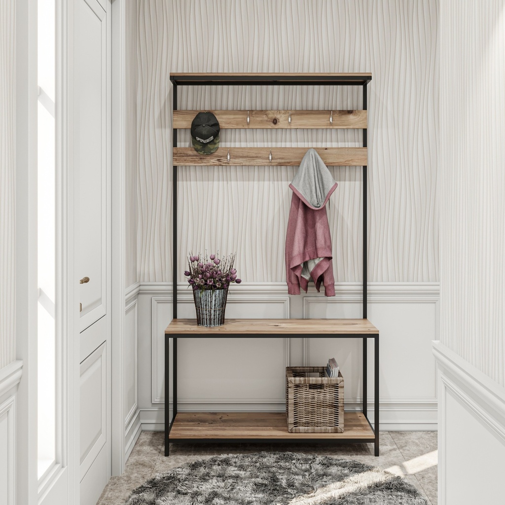 Chic Home Valdemar vaatenaulakko 105x40xK192 cm, ruskea/musta