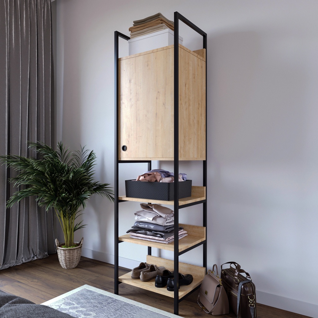 Chic Home Poyraz Trend Gardırop Tekli Üst kapaklı L609 vaatehyllykkö, tammi