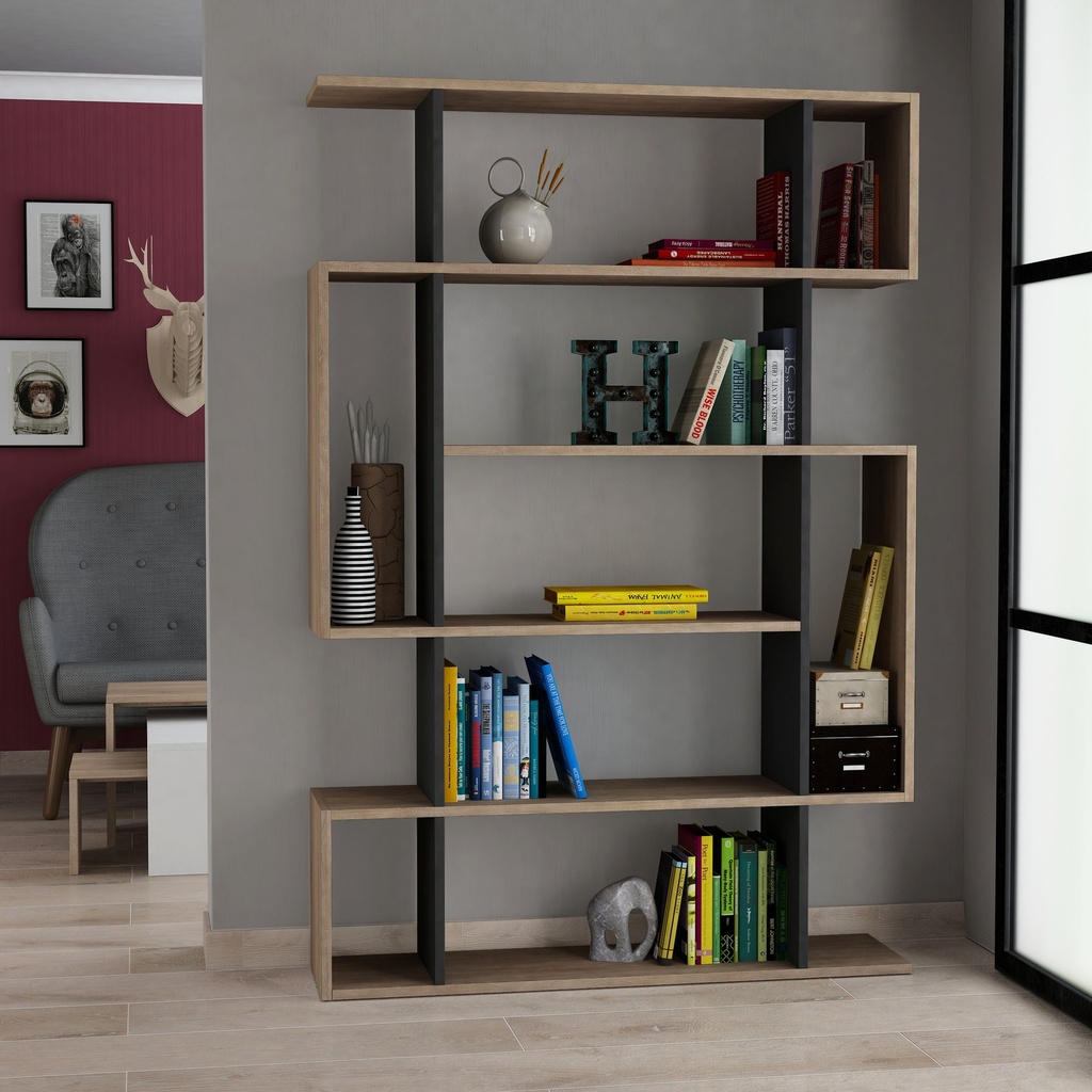 Chic Home Milla kirjahylly 26x110xK161 cm, beige/antrasiitti