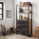 Chic Home Crista hyllykkö laatikoilla 90x35xK180 cm, ruskea/musta