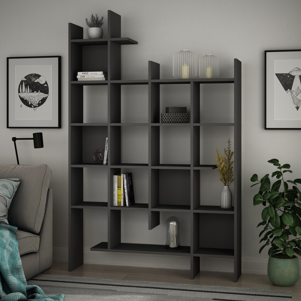Chic Home Manta kirjahylly 26x122xK188 cm, antrasiitti