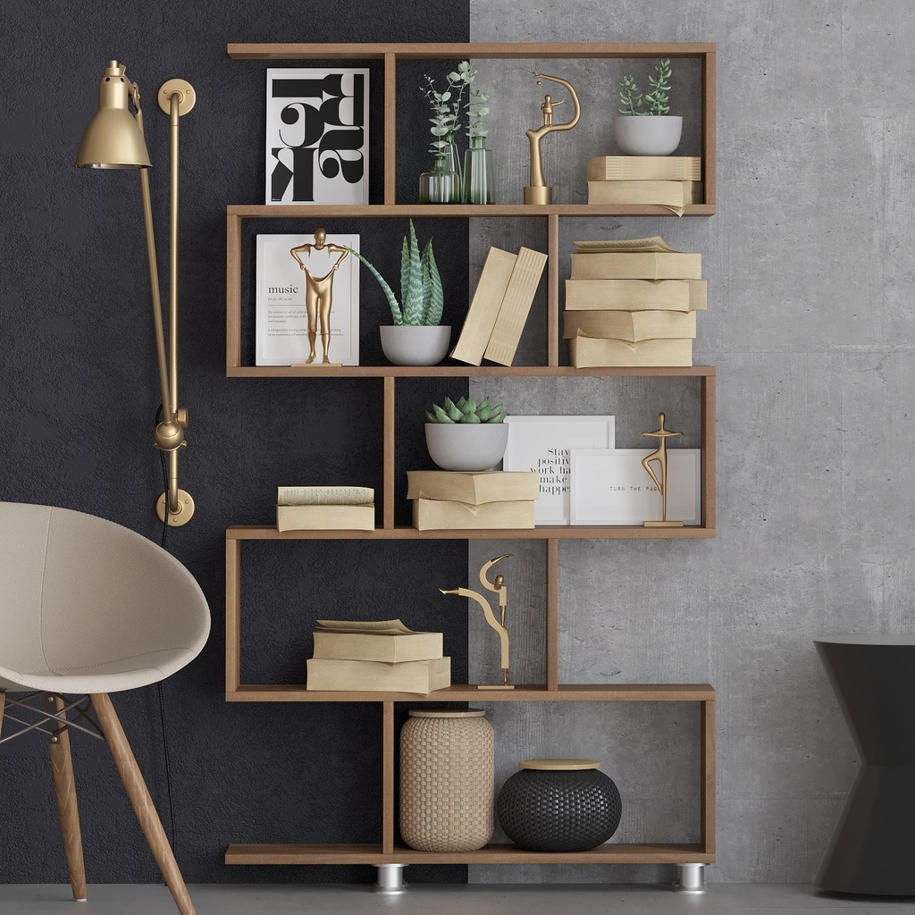 Chic Home Jarno kirjahylly 90x20xK156 cm, tummanruskea