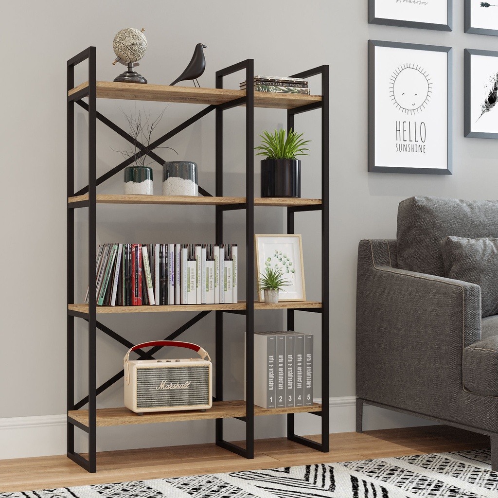 Chic Home Annikki hyllykkö 88x30xK138 cm, ruskea/musta