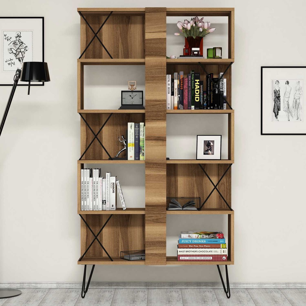 Chic Home Elmer kirjahylly 90x22xK167 cm, ruskea