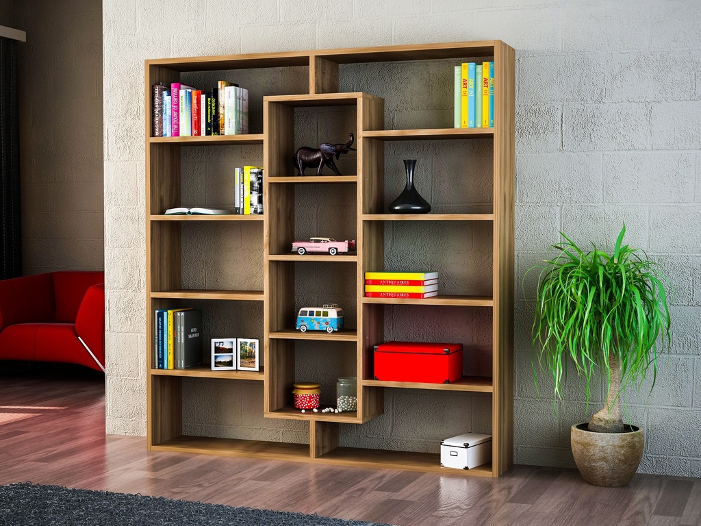 Chic Home Aleksis kirjahylly 125x22xK136 cm, ruskea