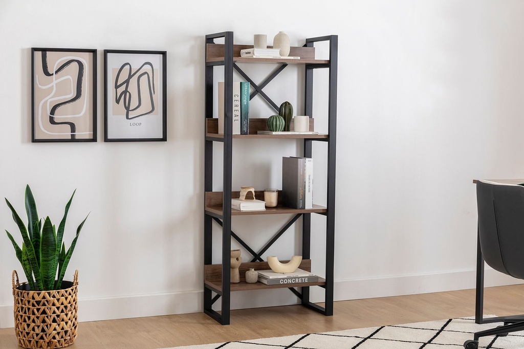 Chic Home Artturi kirjahylly 63x32xK150 cm, ruskea/musta