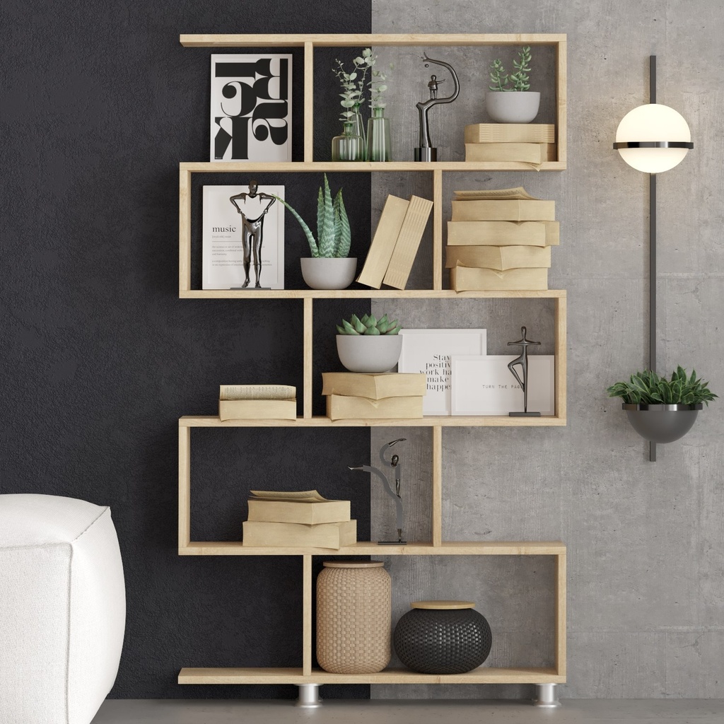 Chic Home Jarno kirjahylly 90x20xK156 cm, vaaleanruskea
