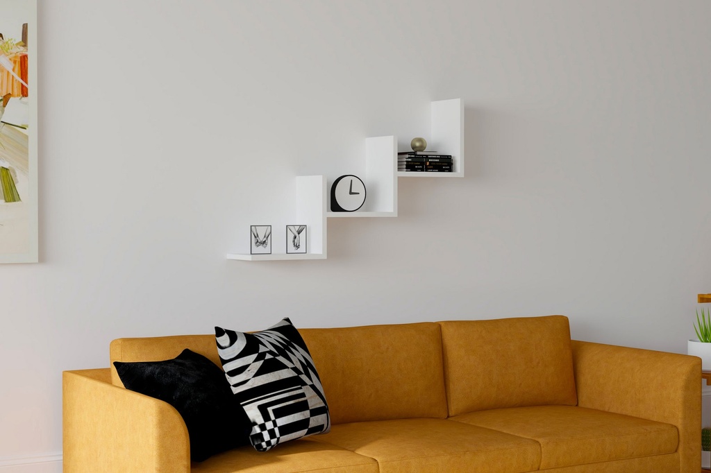 Chic Home Miisa seinähylly 90x20xK60 cm, valkoinen
